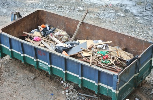 Peckham community clean-up event with waste removal trucks