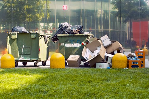 Team members sorting garage items